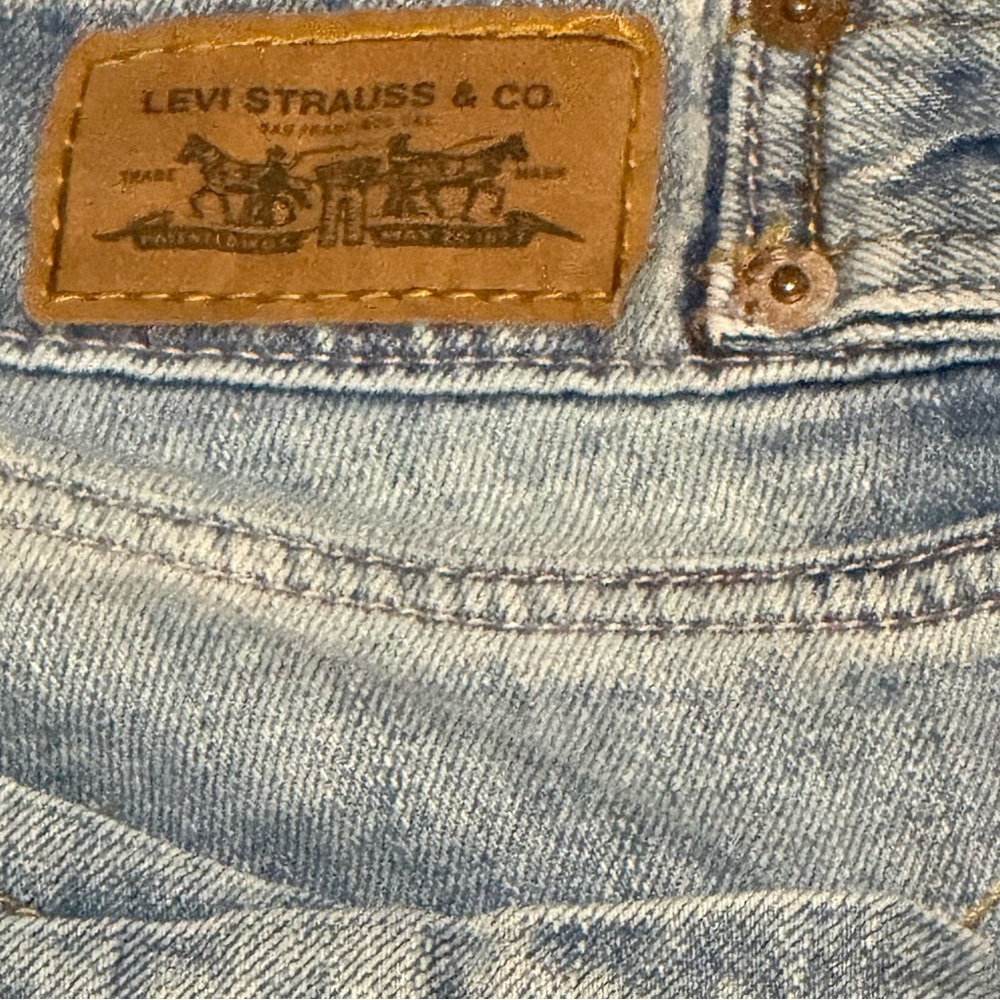 Vtg Levis 504 Slouch Flare Jeans Juniors 7 Blue Y2K Crossover Pocket - Picture 11 of 13